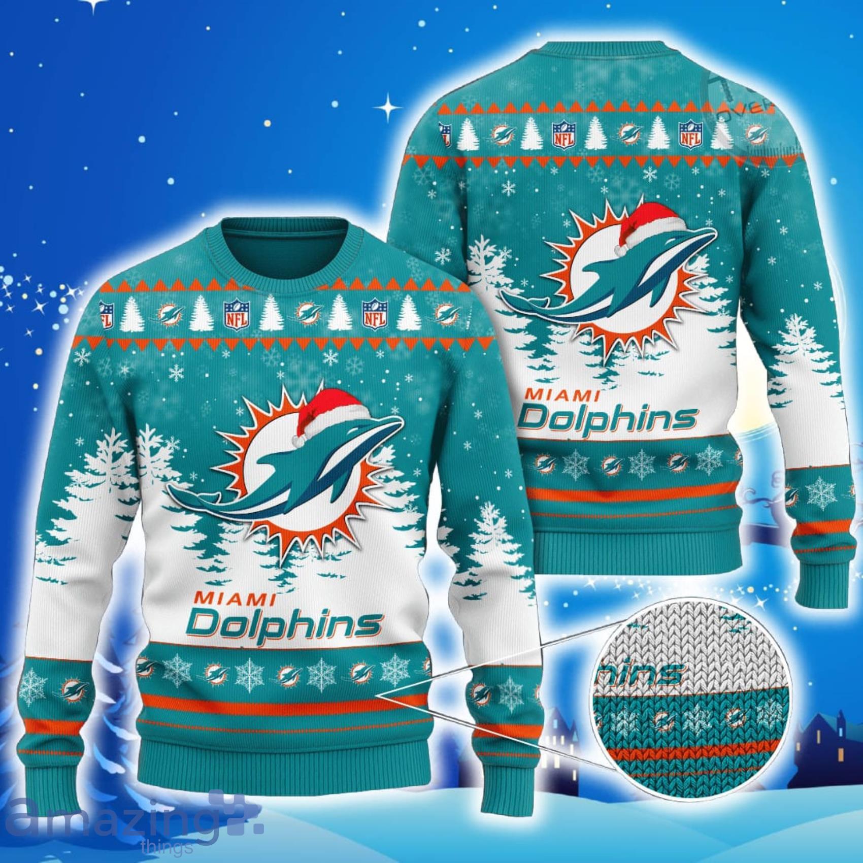 Miami Dolphins Ugly Christmas Sweater All Over Print Sweatshirt Ugly