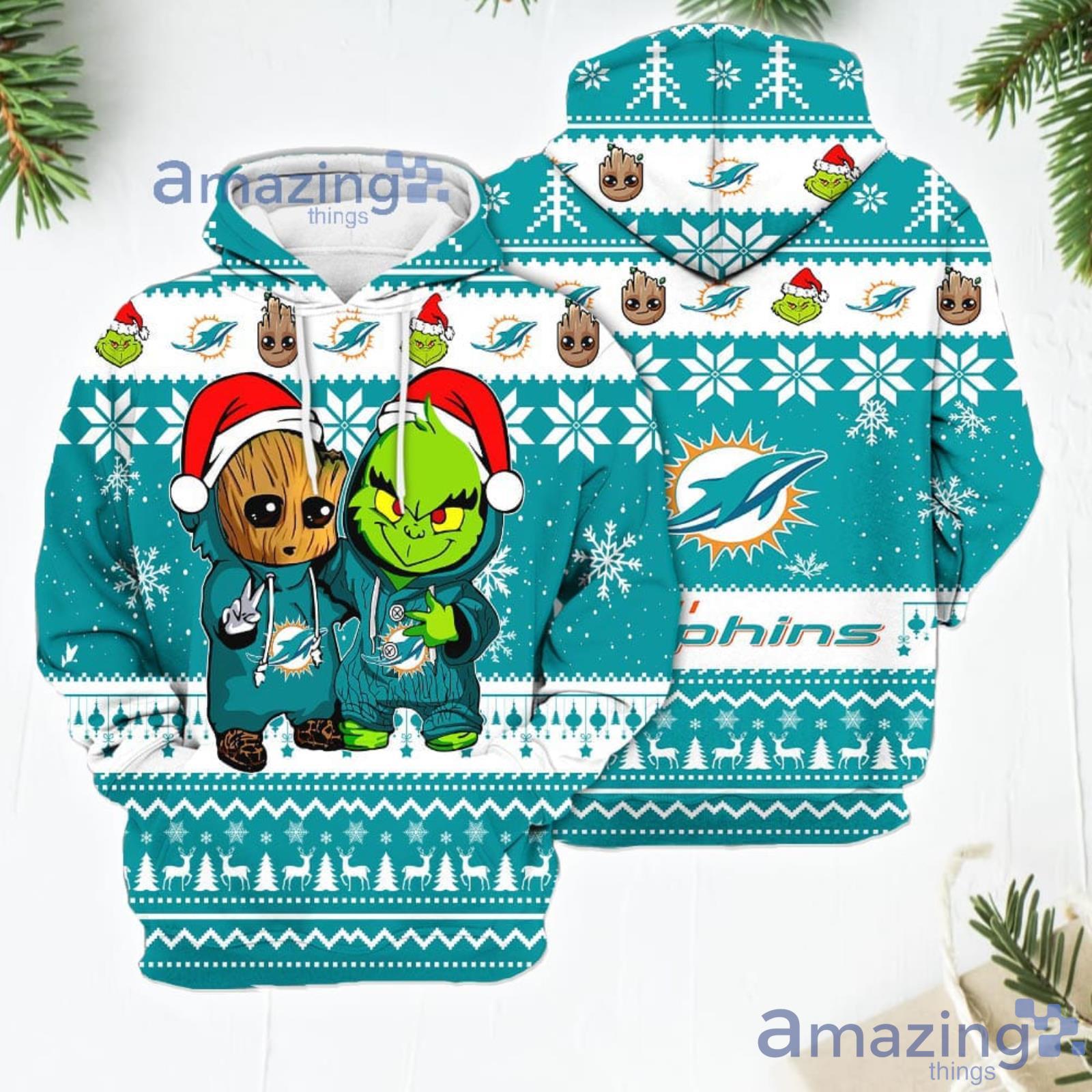 Seattle Seahawks Baby Groot And Grinch Best Friends 3D Hoodie Christmas  Sweater