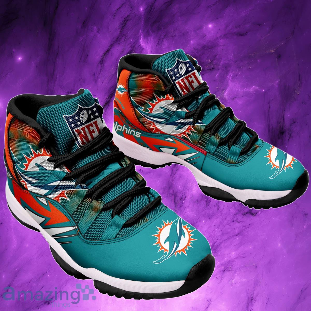 Miami Dolphins Big Logo NFL Personalized Name Air Jordan 11