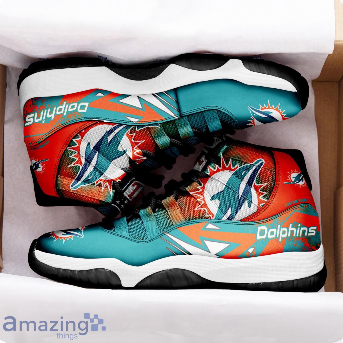 Miami Dolphins Custom Name Air Jordan 11 Sneaker Shoes For Sport Fans -  Banantees