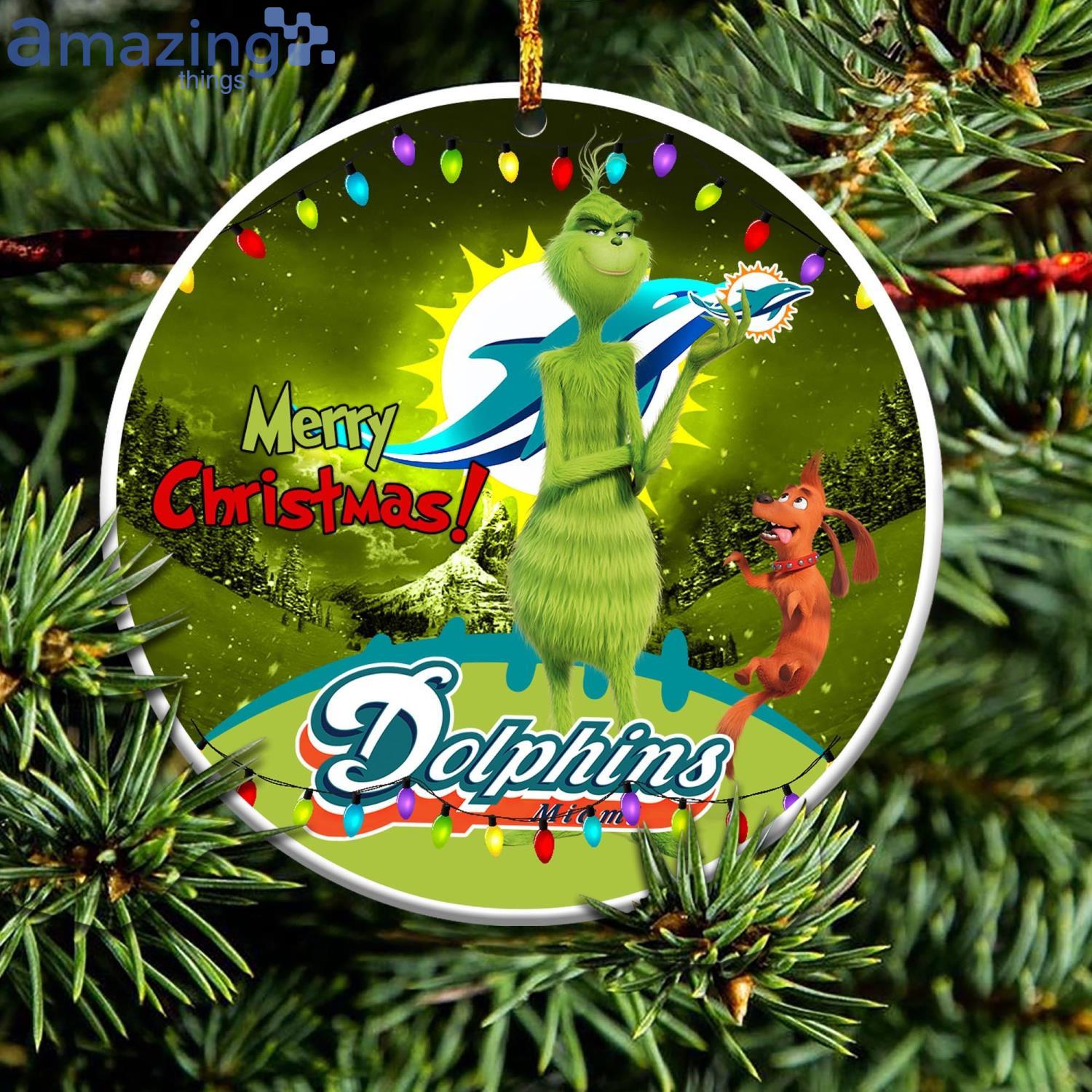 Miami Dolphins NFL Funny Grinch Christmas Ornaments Product Photo 1