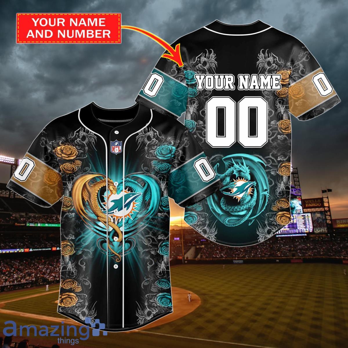 Personalized Miami Dolphins Baseball Jersey, Simple Black Design Perfect  Gifts For Your Loved Ones