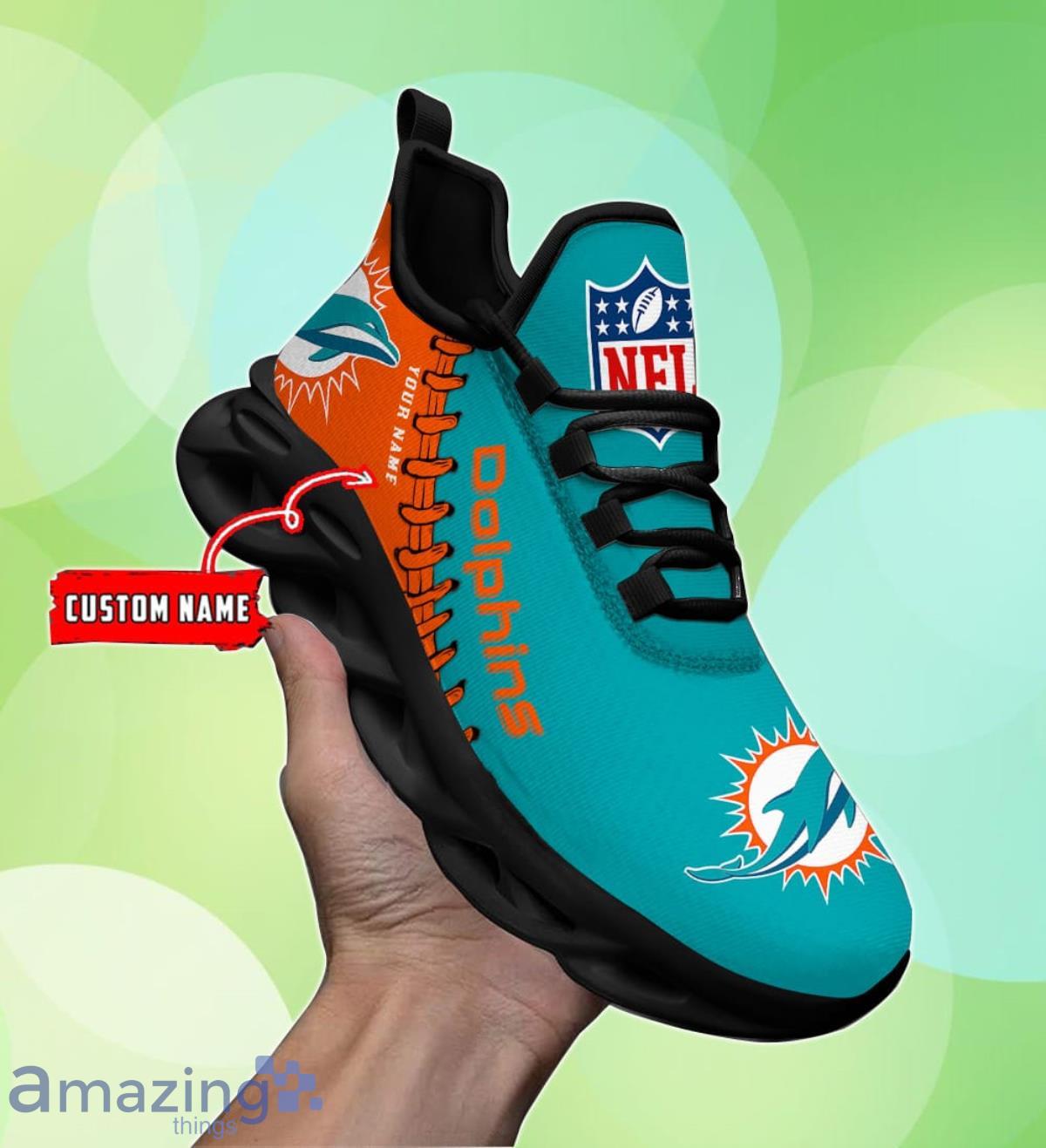 Miami Dolphins NFL Custom Name Max Soul Shoes Great Gift For Men Women Fans  - YesItCustom