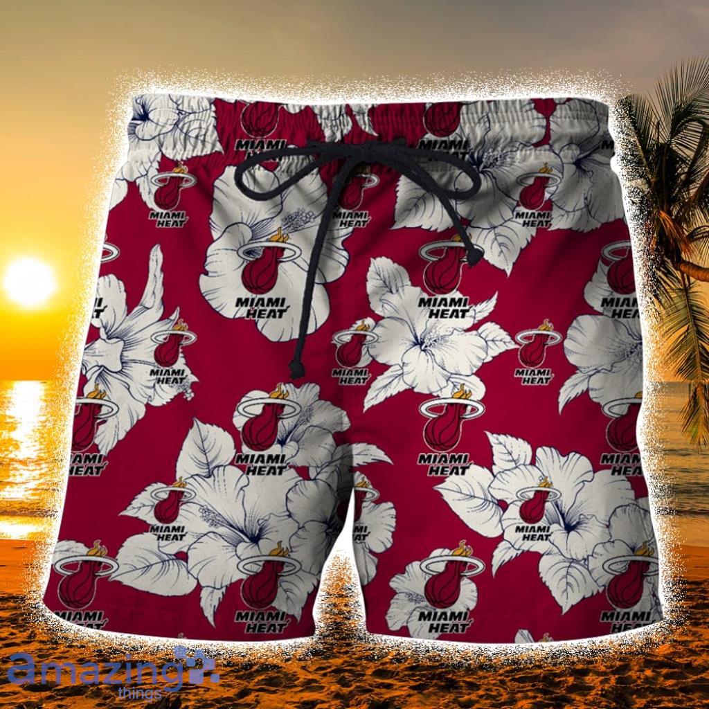 Miami Heat Tropical Floral Hawaiian Shorts Gift For Fans Product Photo 1