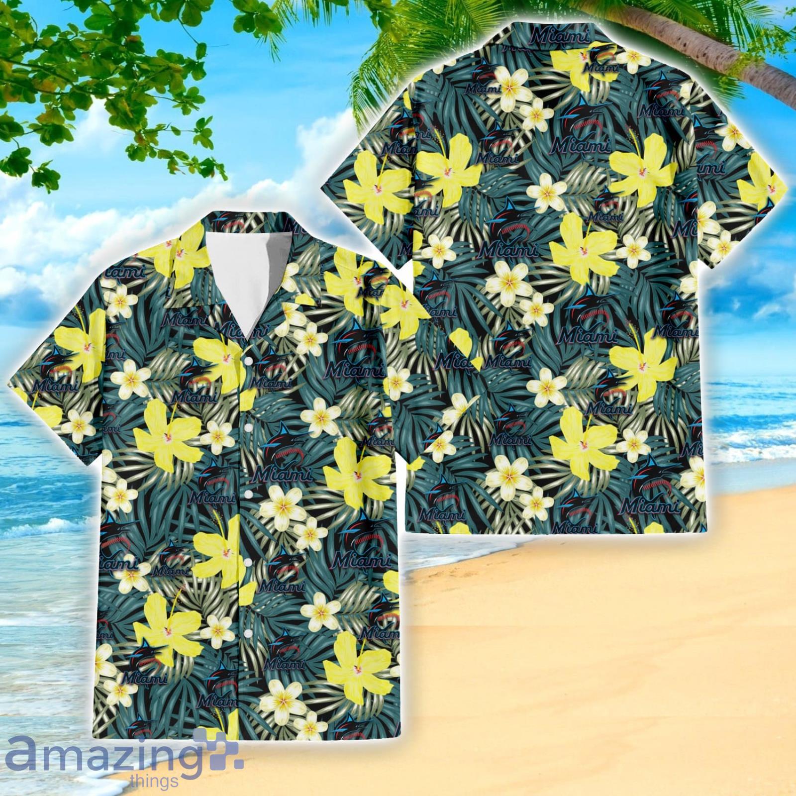 Miami Marlins 3D Hawaiian Shirts flower summer gift for fans