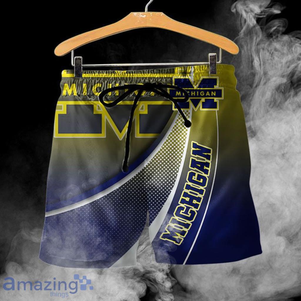 Michigan Wolverines Casual Logo Hawaiian Shorts Gift For Fans Product Photo 1