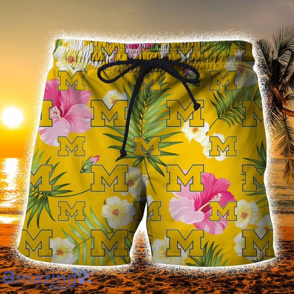 Michigan Wolverines Summer Floral Hawaiian Shorts Gift For Fans Product Photo 1