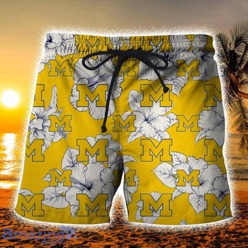 Michigan Wolverines Tropical Floral Hawaiian Shorts Gift For Fans Product Photo 1