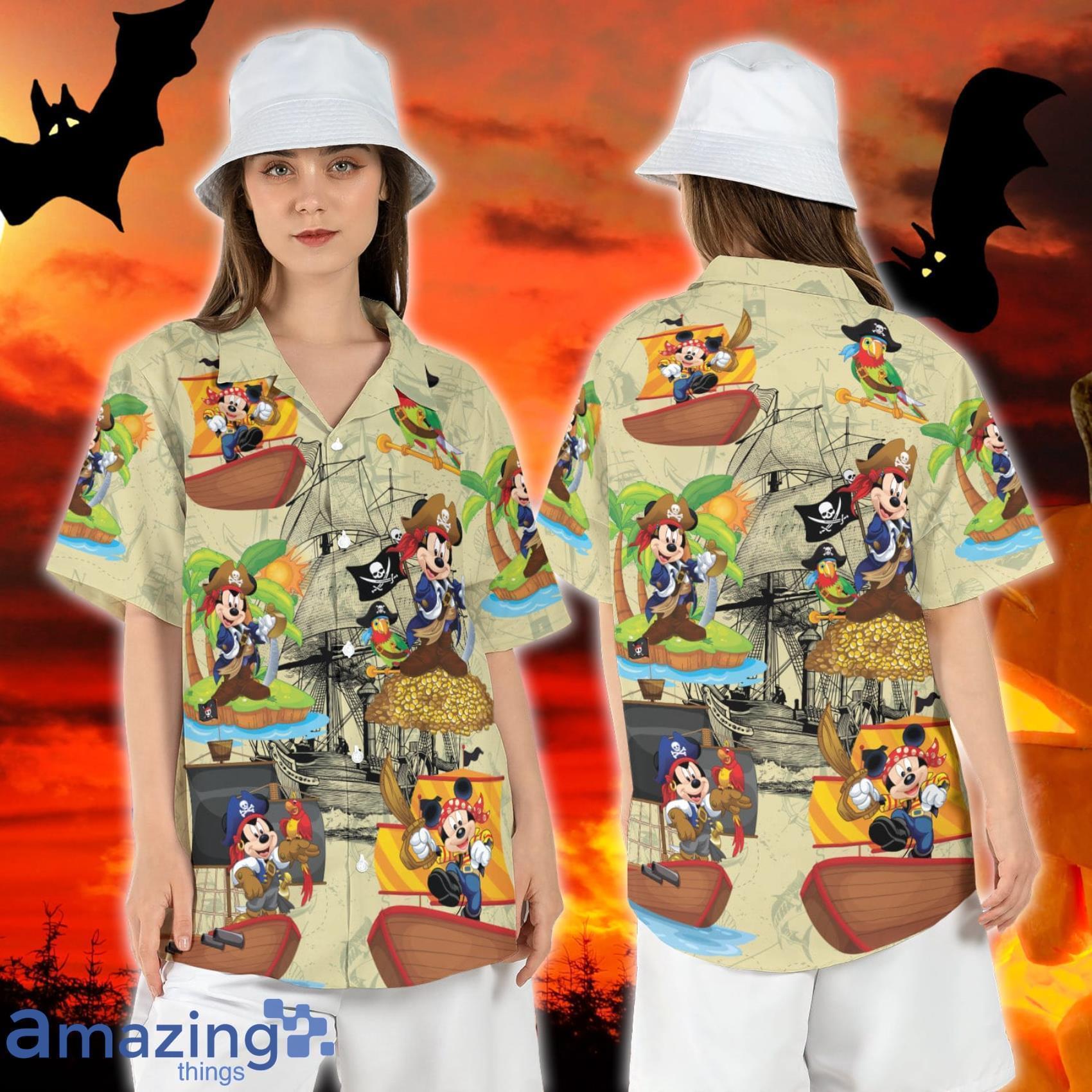 Men's Button Down Short Sleeve Shirt - Pirate Mickey Ahoy