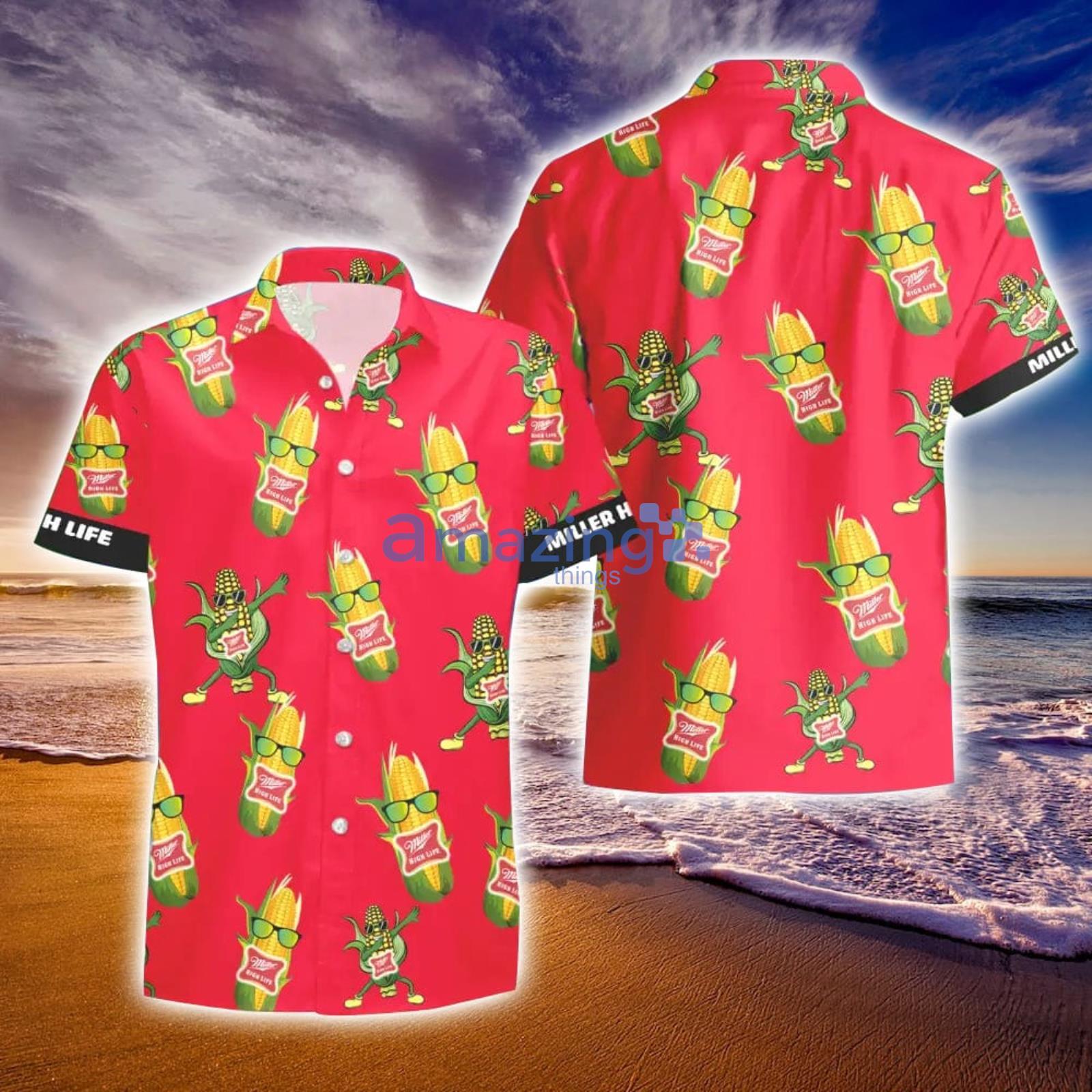 Miller High Life Funy Corn Aloha Hawaiian Shirt And Shorts Summer Gift Product Photo 1