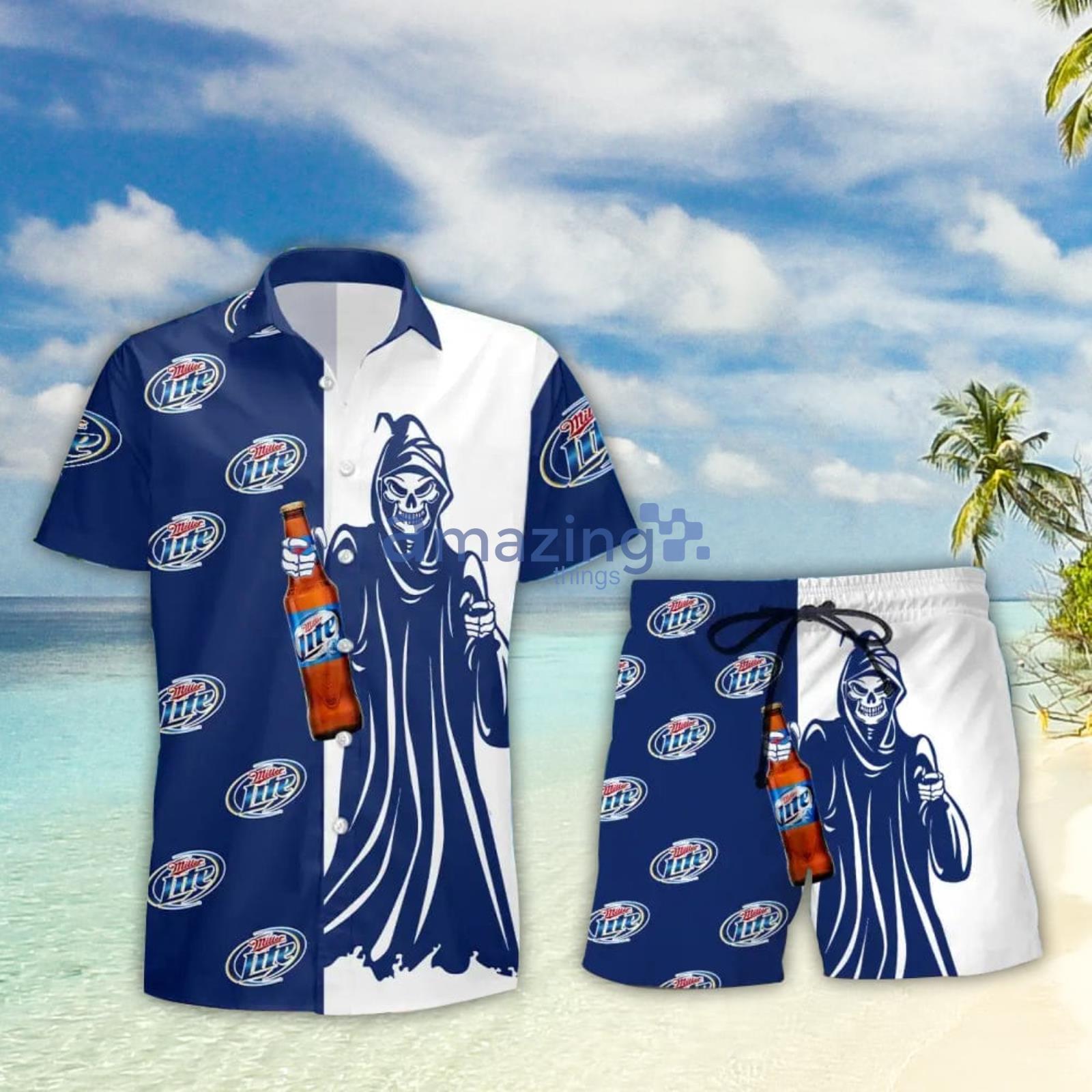 Miller Lite Death Halloween Men And Women Hawaiian Shirt And Shorts Halloween Gift Product Photo 1