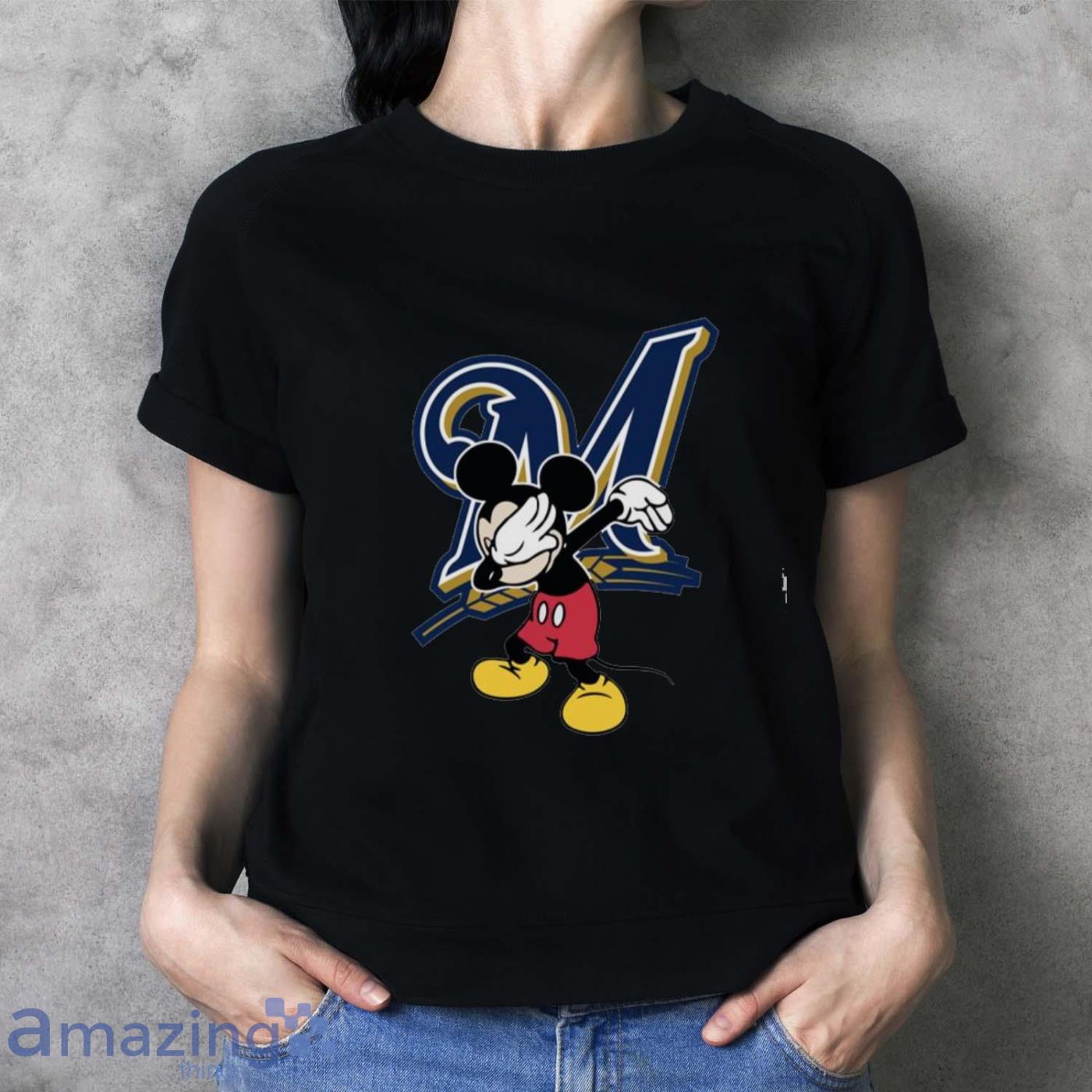 Milwaukee Brewers MLB Baseball Dabbing Mickey Disney Sports T Shirt For Men And Women image Milwaukee Brewers MLB Baseball Dabbing Mickey Disney Sports T Shirt For Men And Women - Ladies T-Shirt