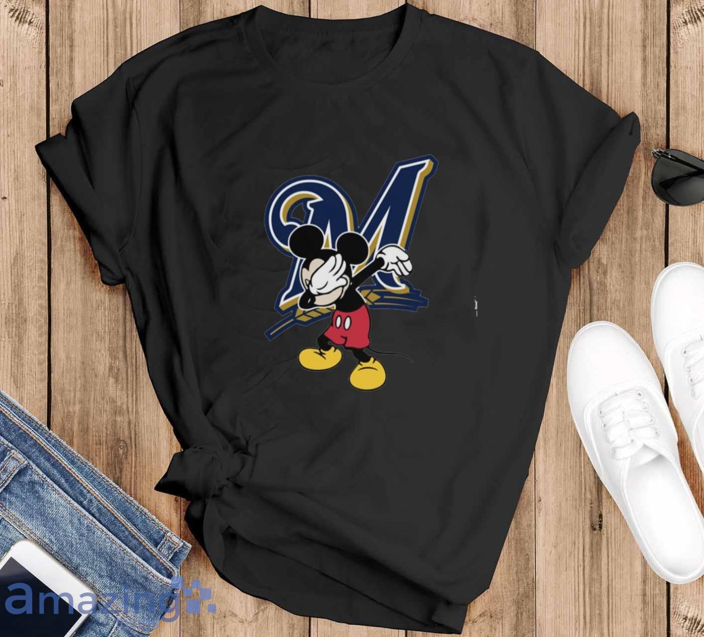 Milwaukee Brewers MLB Baseball Dabbing Mickey Disney Sports T Shirt For Men And Women - Black T-Shirt Milwaukee Brewers MLB Baseball Dabbing Mickey Disney Sports T Shirt For Men And Women - Black T-Shirt