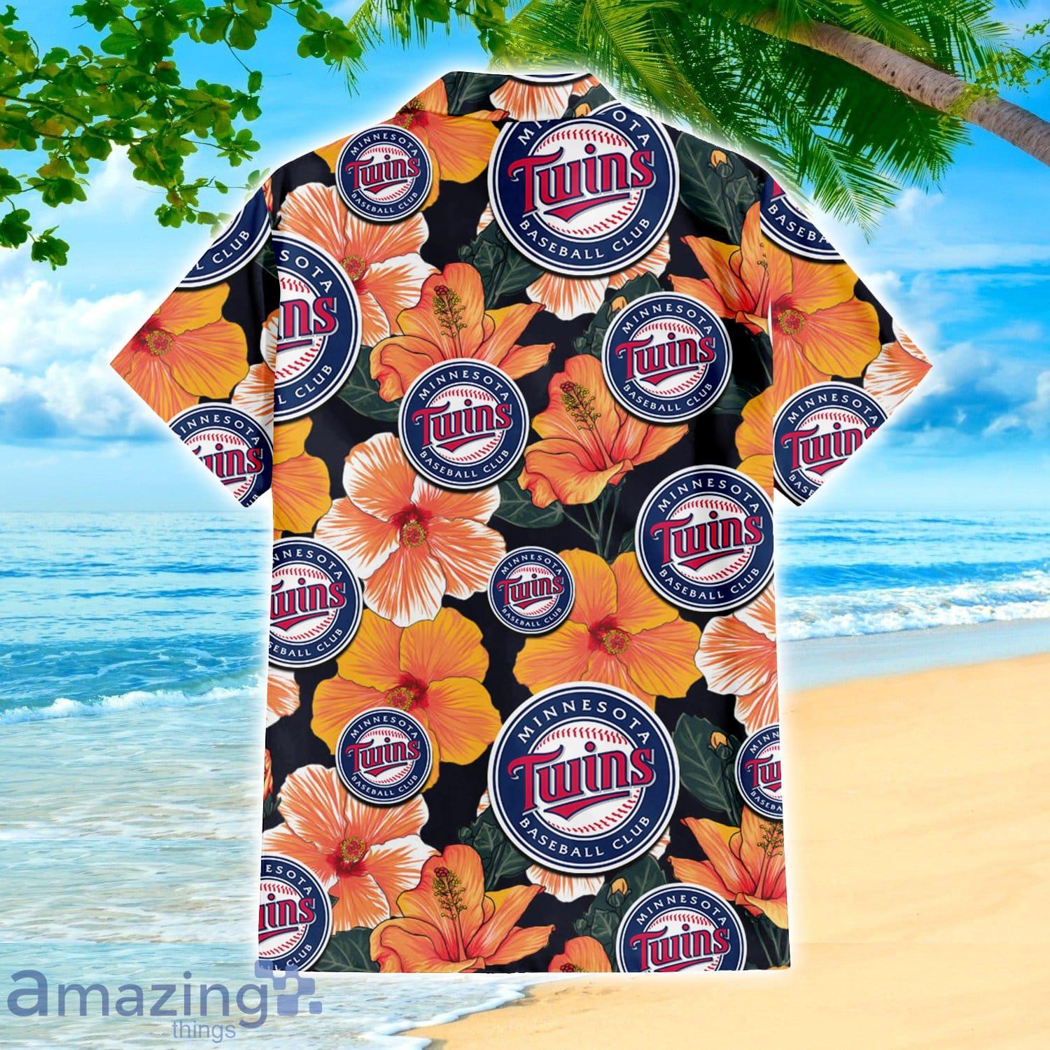 Minnesota Twins Big Logo And Orange Hibiscus Hawaiian Shirt Sport Fans Gift image Minnesota Twins Big Logo And Orange Hibiscus Hawaiian Shirt Sport Fans Gift Product Photo 3