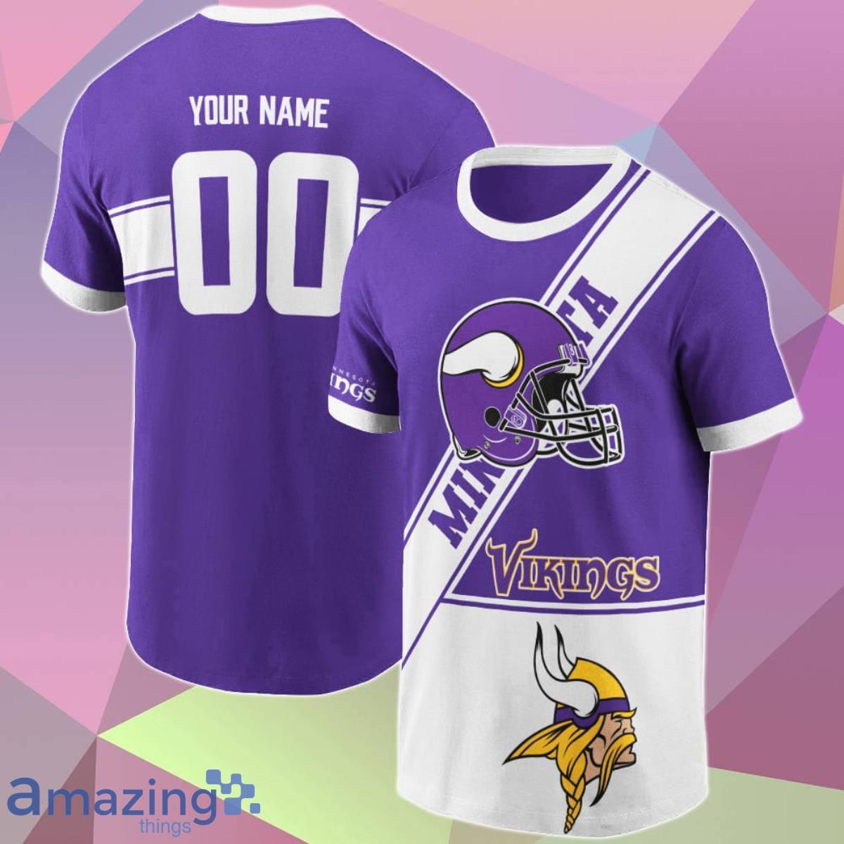 Minnesota Vikings 3D Custom Name & Number T Shirt Best Gift For Men And Women Product Photo 1