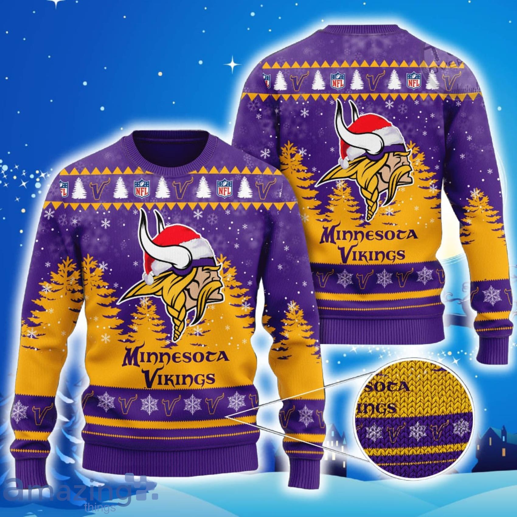 Minnesota Vikings All Over Print Christmas Knitting Ugly Sweater Product Photo 1