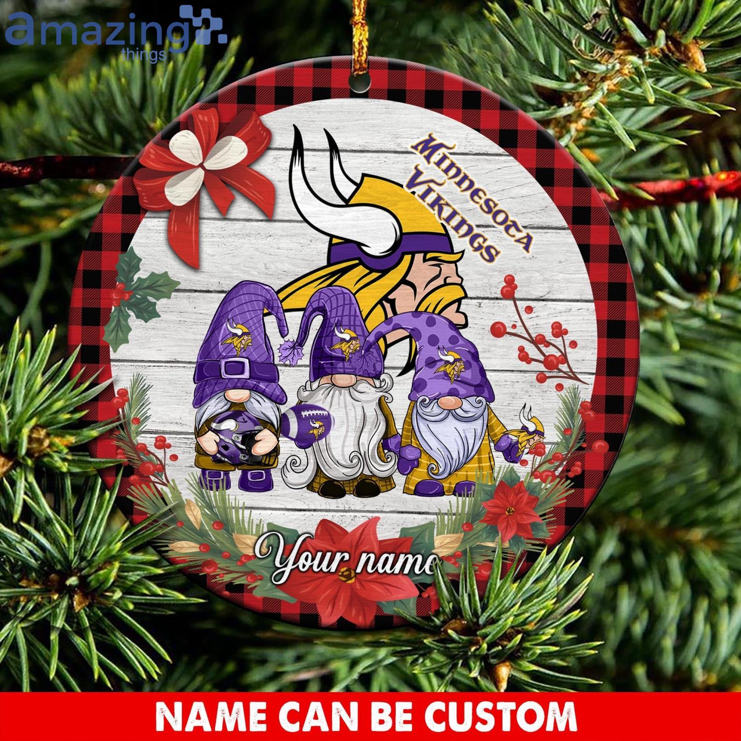 Minnesota Vikings NFL Cute Gnome Christmas Ornament Custom Name