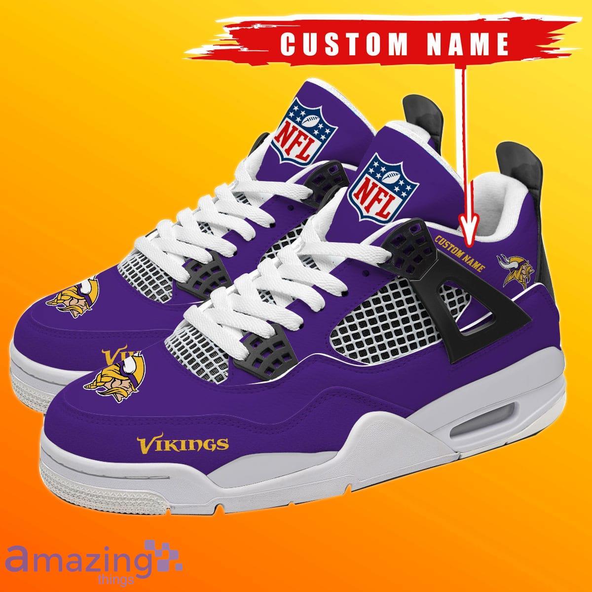 Minnesota Vikings NFL Air Jordan 4 Custom Name Shoes