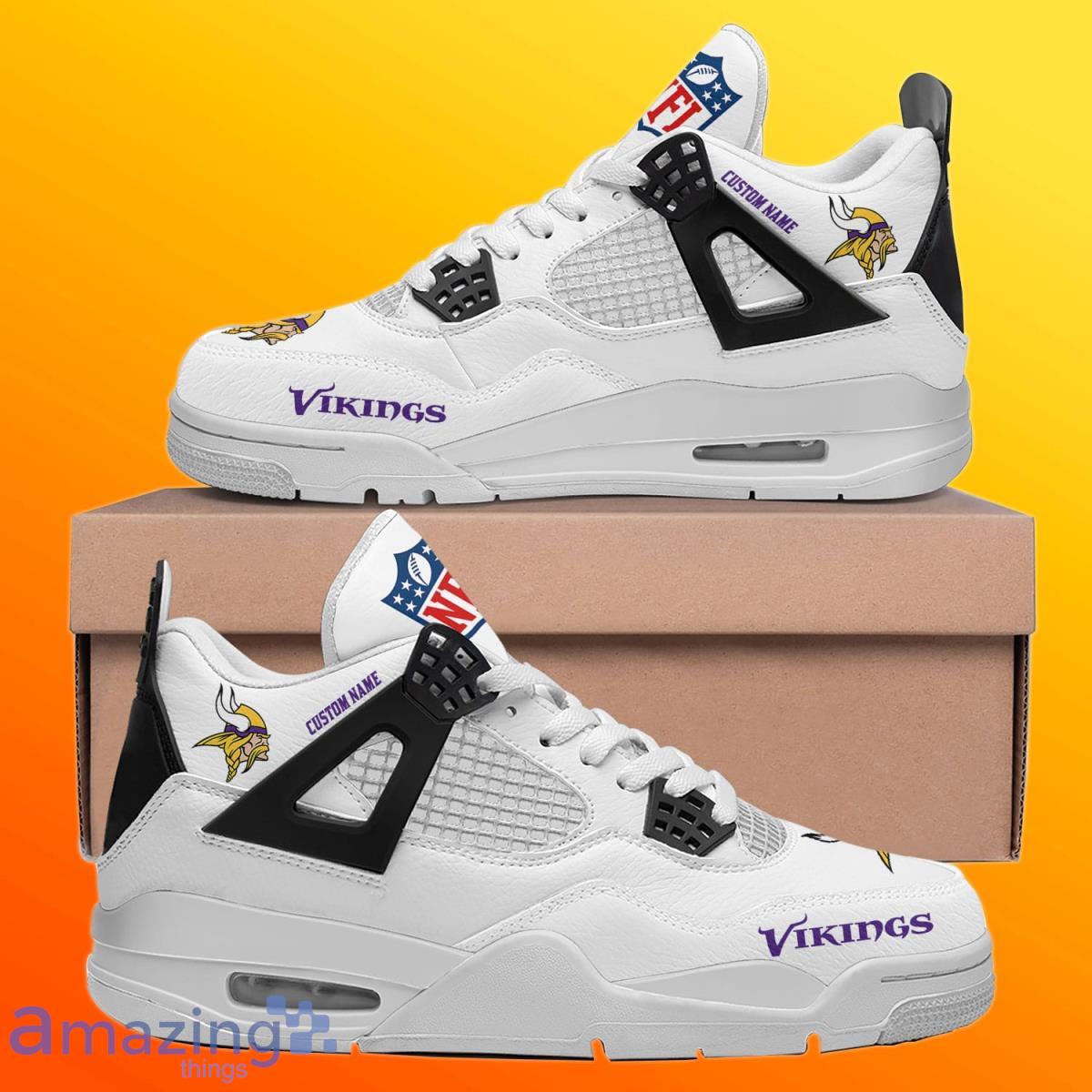 Minnesota Vikings Personalized Name NFL Air Jordan 4 Trending Sneaker Style Gift For Fans Men Women Product Photo 1