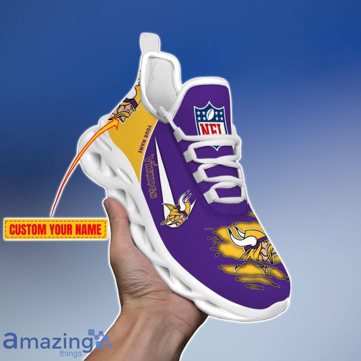 NFL Minnesota Vikings Custom Name Yellow Purple Style Max Soul