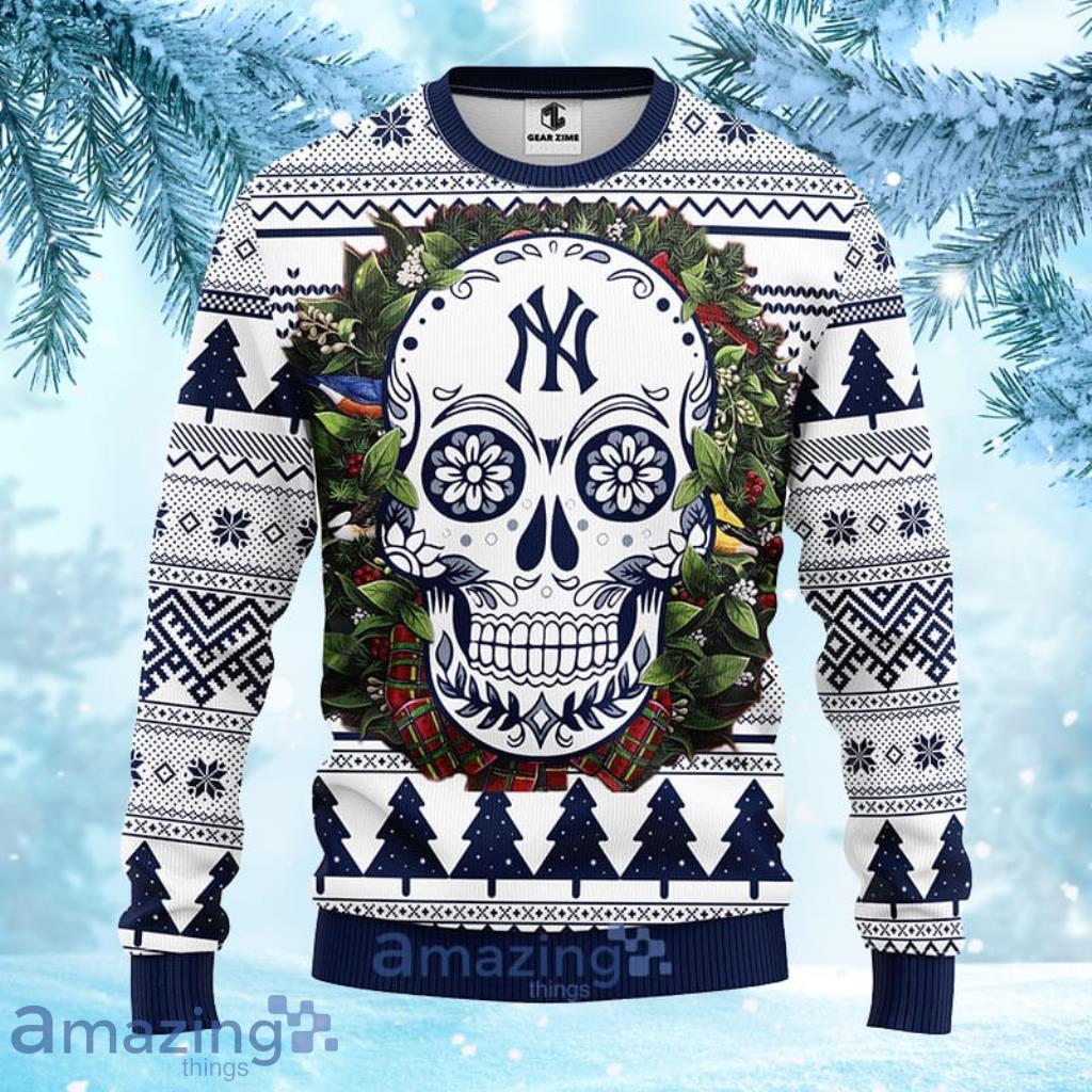 MLB New York Yankees Ugly Christmas Sweater The Intelligence Of The Skull -  Banantees