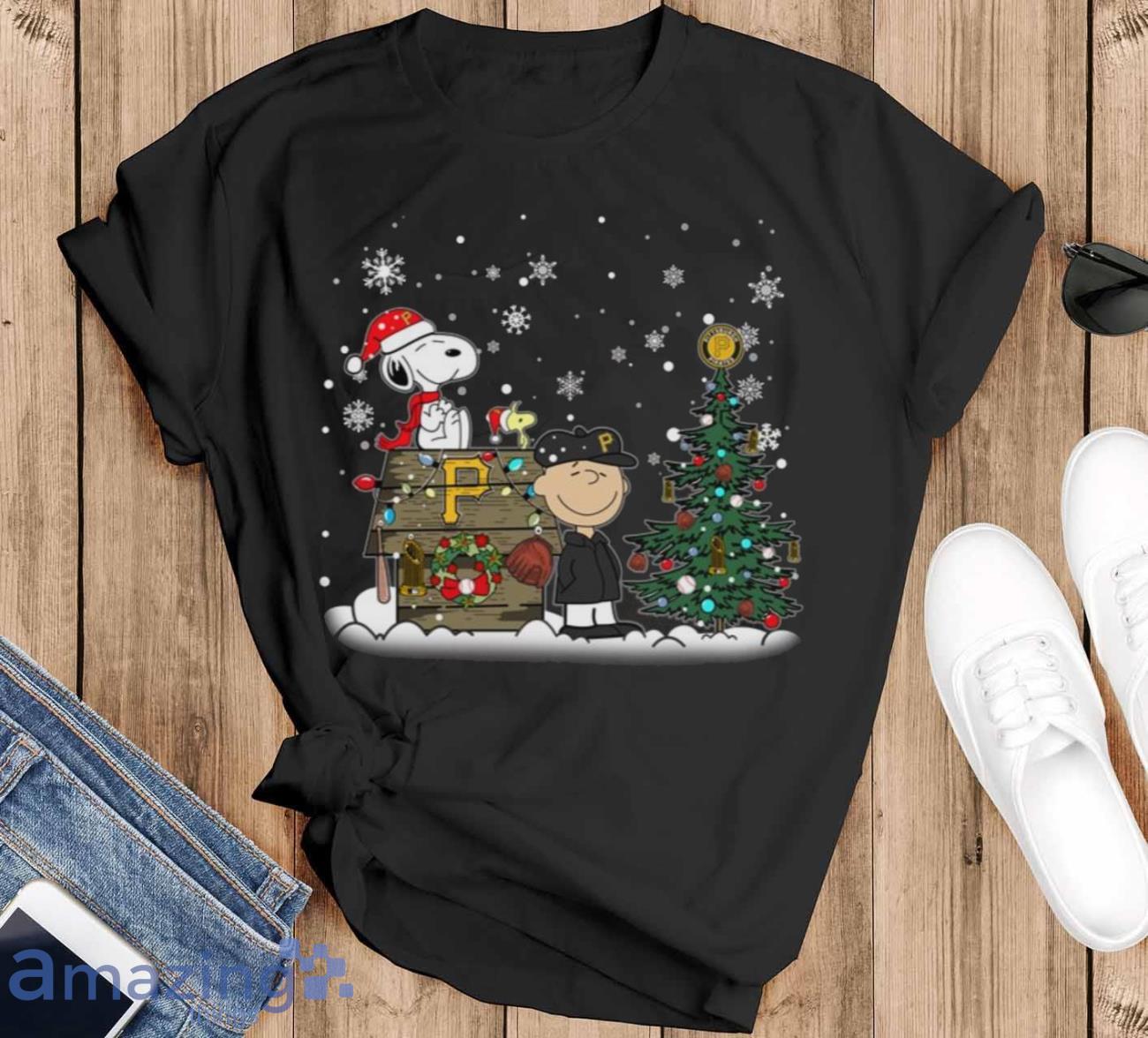 MLB Pittsburgh Pirates Snoopy Charlie Brown Christmas Baseball Commissioner’s Trophy T Shirt Christmas Gift - Black T-Shirt