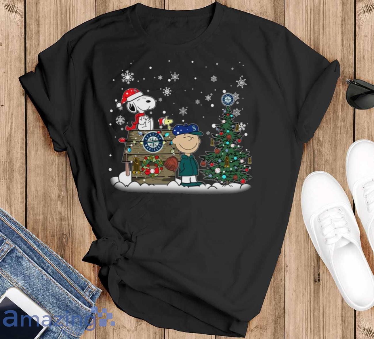 MLB Seattle Mariners Snoopy Charlie Brown Christmas Baseball Commissioner's  Trophy T Shirt Christmas Gift