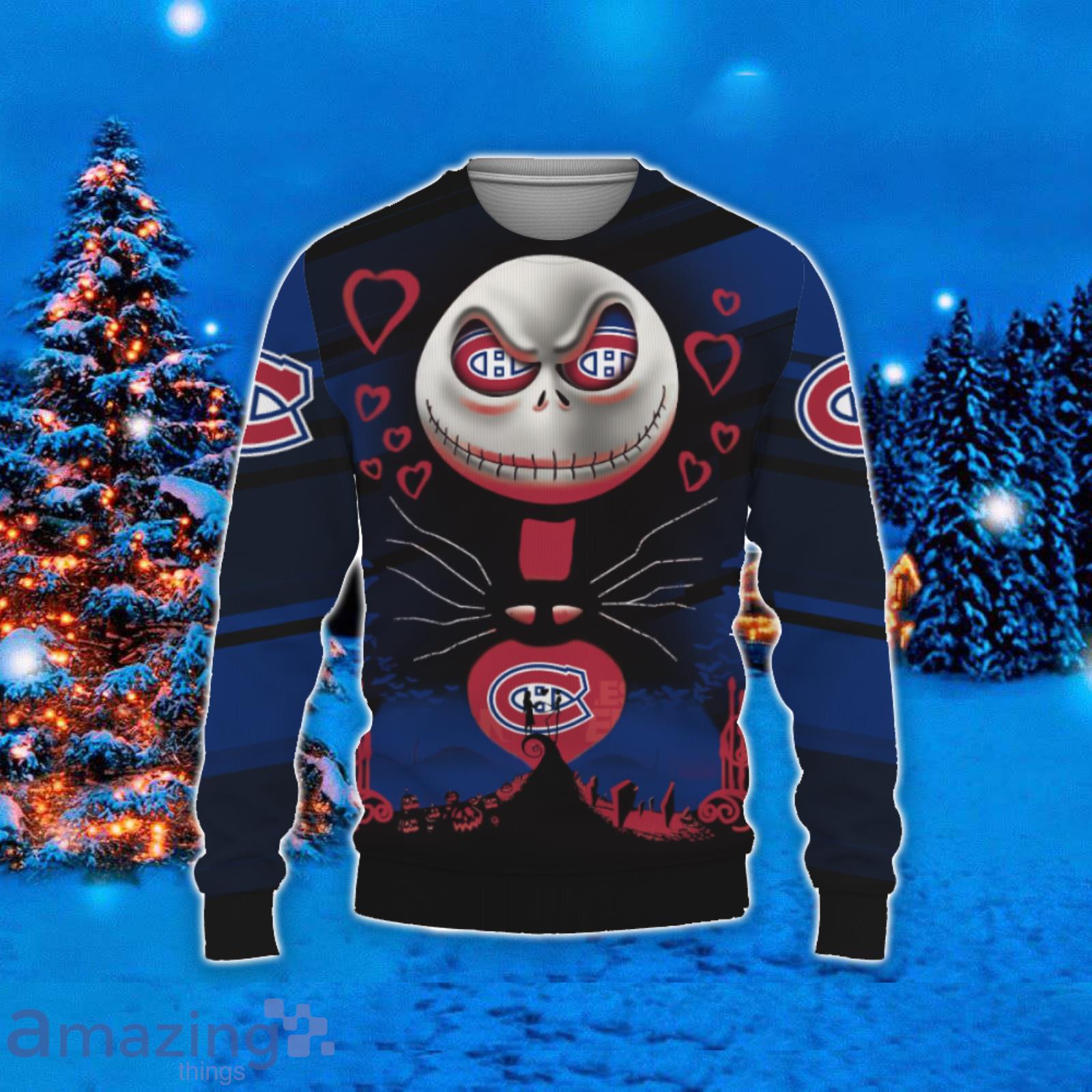 Montreal Canadiens Jack Skellington 2023 Ugly Christmas Sweater Product Photo 1