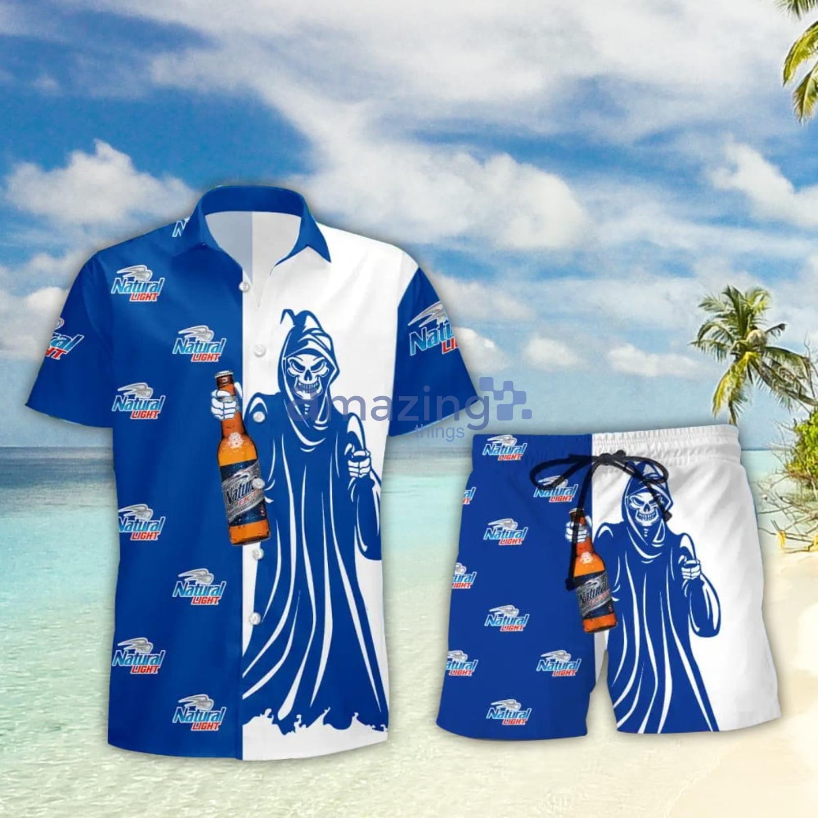 Natural Light Beer Death Halloween Men And Women Hawaiian Shirt And Shorts Halloween Gift Product Photo 1