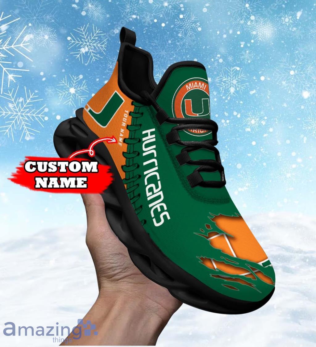 NCAA Custom Name Miami Hurricanes Personalized Max Soul Shoes Gift For Big Fans Product Photo 1