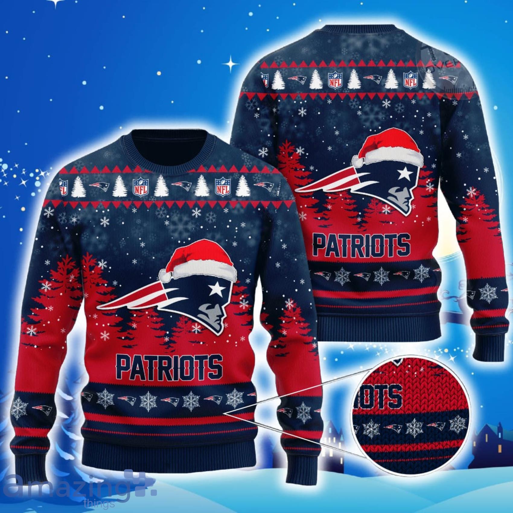 New England Patriots All Over Print Christmas Knitting Ugly Sweater