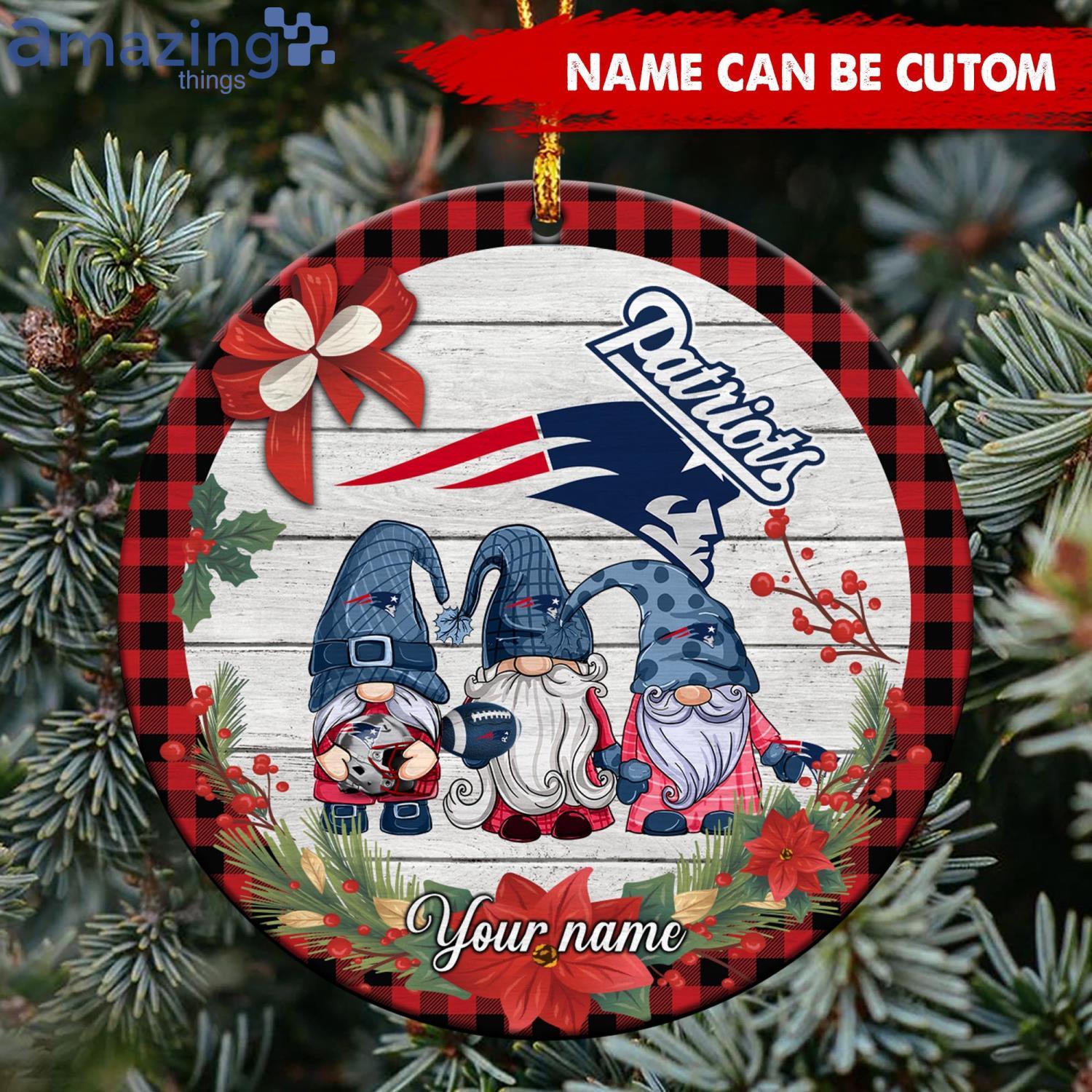 New England Patriots NFL Cute Gnome Christmas Ornament Custom Name image New England Patriots NFL Cute Gnome Christmas Ornament Custom Name Product Photo 2