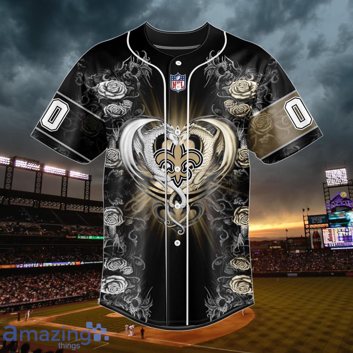 New Orleans Saints Personalized Name And Number NFL 3D Baseball Jersey Shirt  For Fans