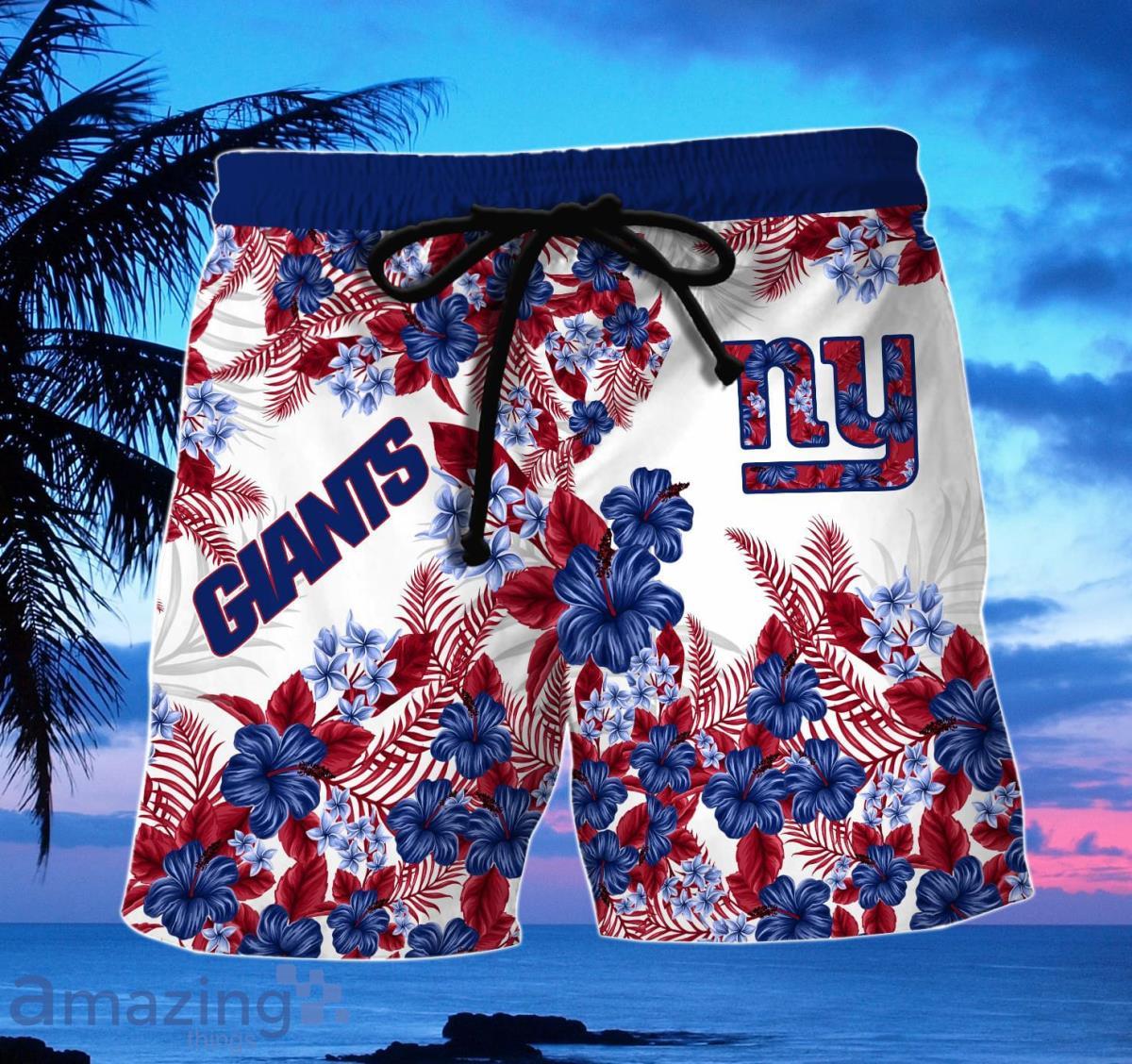 New York Giants Mens Hawaiian Outfits 2 Piece Button Down Shirt