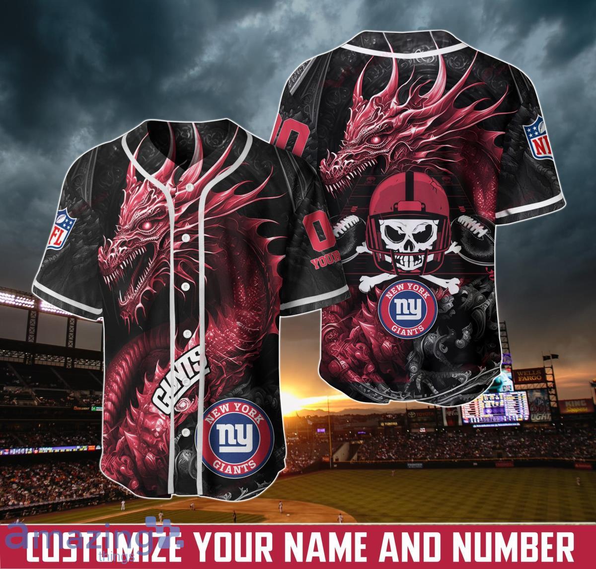 New York Giants Personalized Name And Number NFL 3D Baseball Jersey Shirt  For Fans
