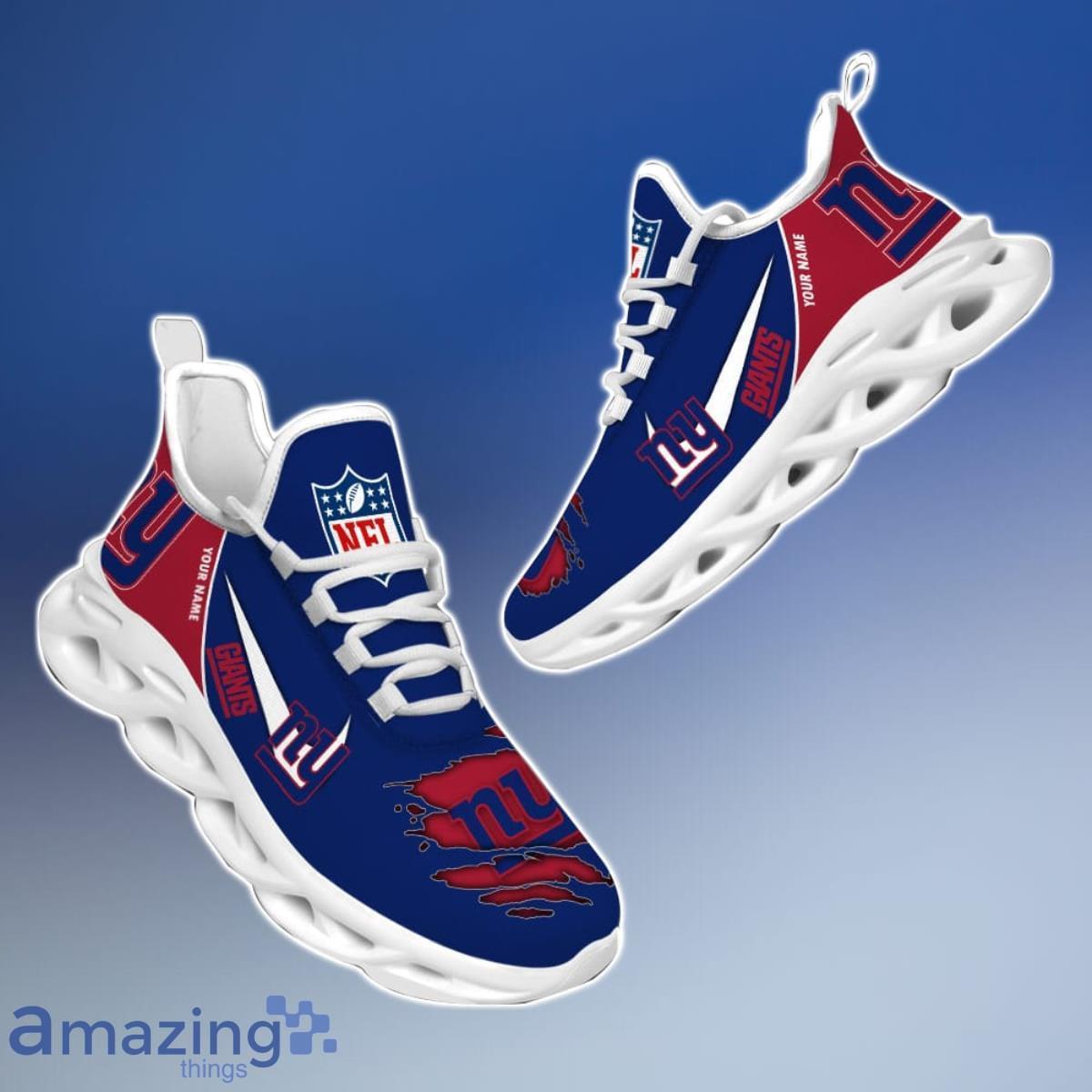 Personalize NFL New York Giants White Blue Max Soul Sneakers