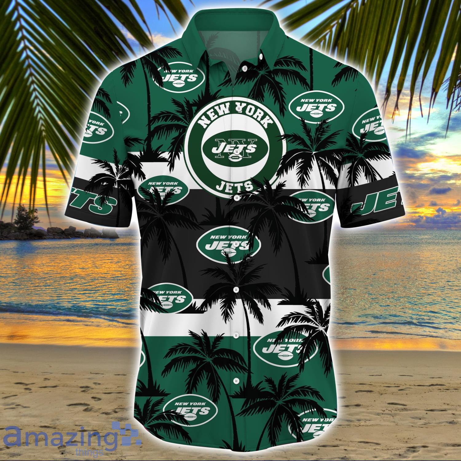 New York Jets Vintage Coconut Tree Aloha Hawaiian Shirt