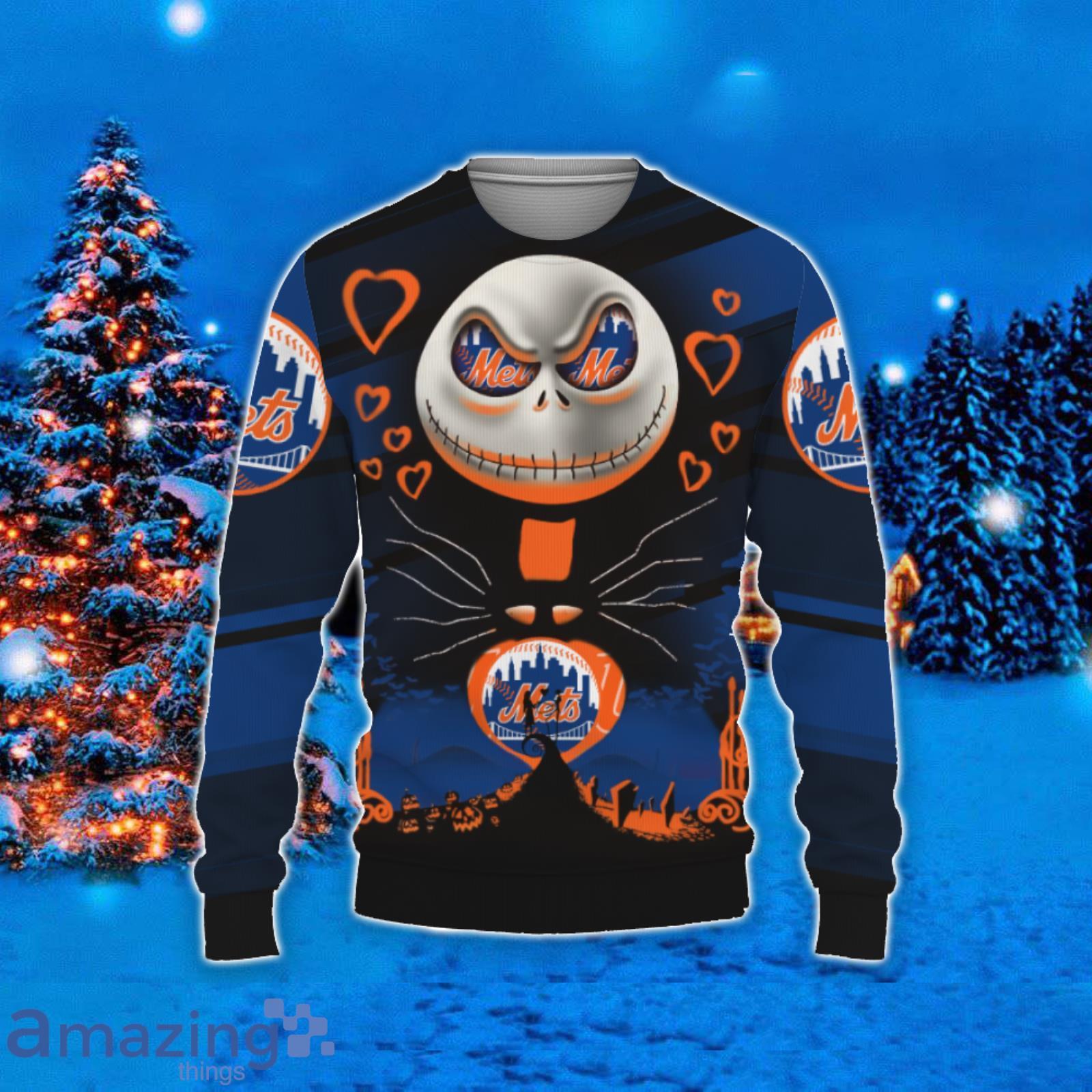 New York Mets Jack Skellington 2023 Ugly Christmas Sweater image New York Mets Jack Skellington 2023 Ugly Christmas Sweater Product Photo 2