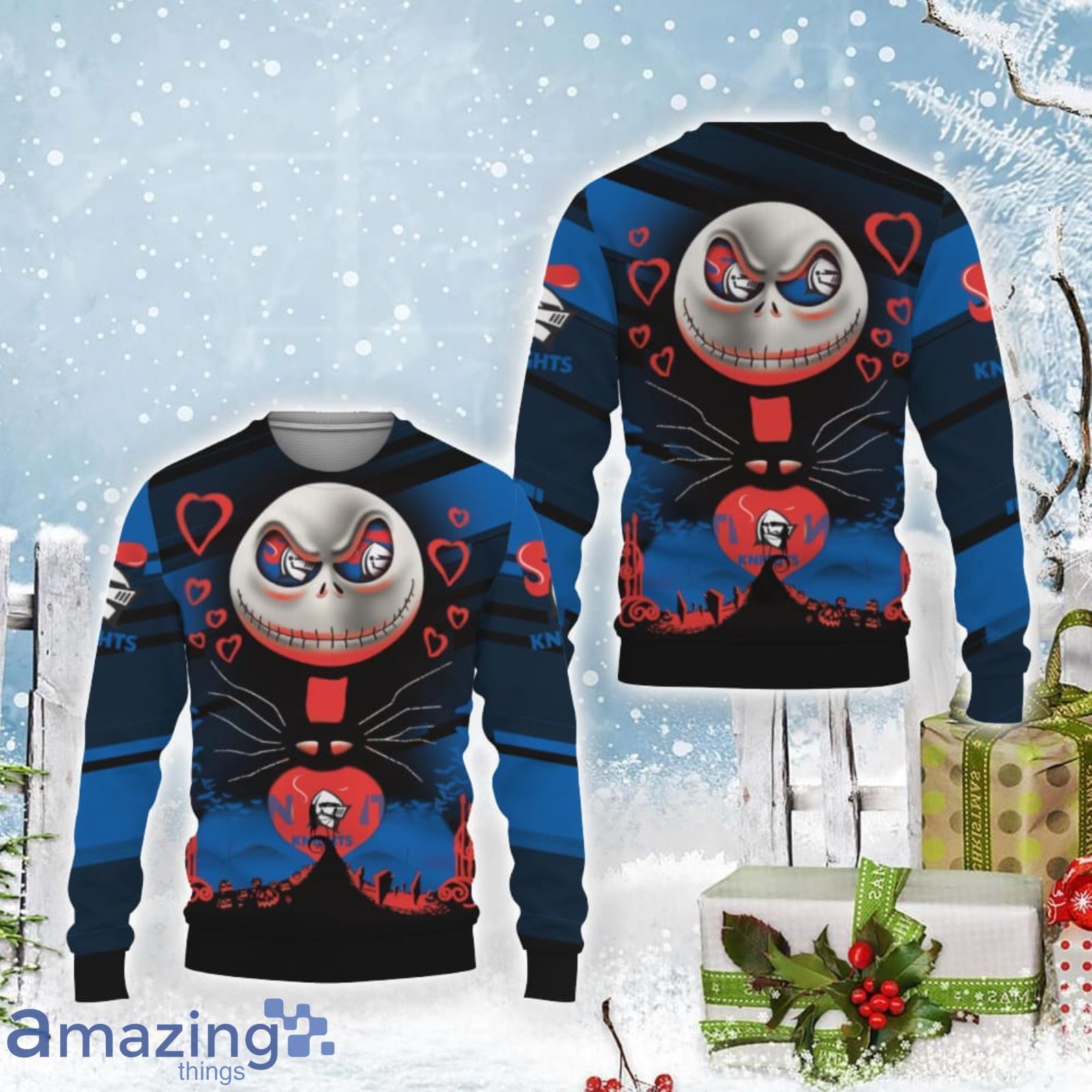 Newcastle Knights Jack Skellington 2023 Ugly Christmas Sweater image Newcastle Knights Jack Skellington 2023 Ugly Christmas Sweater Product Photo 2