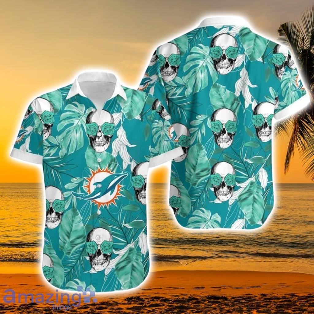 NFL Miami Dolphins Leaf Pattern Hawaiian Shirt And Shorts