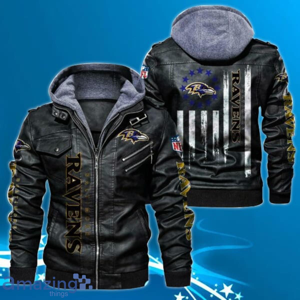 NFL Baltimore Ravens Leather Jacket Product Photo 1