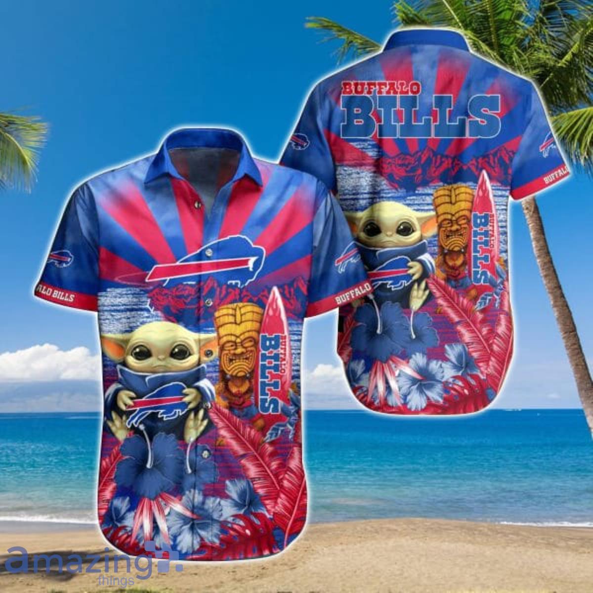 NFL Buffalo Bills Floral Button up Hawaiian shirt