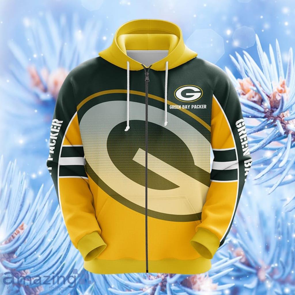 NFL Green Bay Packers Yellow Hoodie, Zip Hoodie 3D All Over Print For Fans