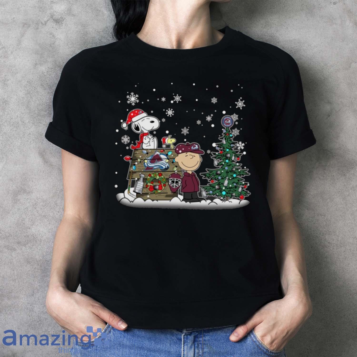 NHL Colorado Avalanche Snoopy Charlie Brown Woodstock Christmas Stanley Cup Hockey T Shirt Christmas Gift image NHL Colorado Avalanche Snoopy Charlie Brown Woodstock Christmas Stanley Cup Hockey T Shirt Christmas Gift - Ladies T-Shirt