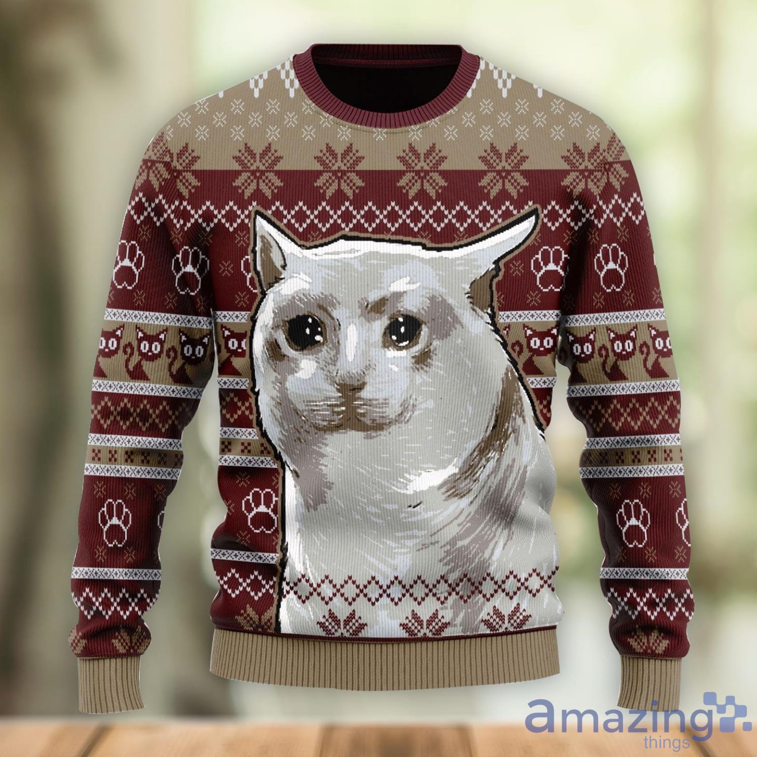 Custom Cat Meme Ugly Christmas Sweater Men Denim Jacket By
