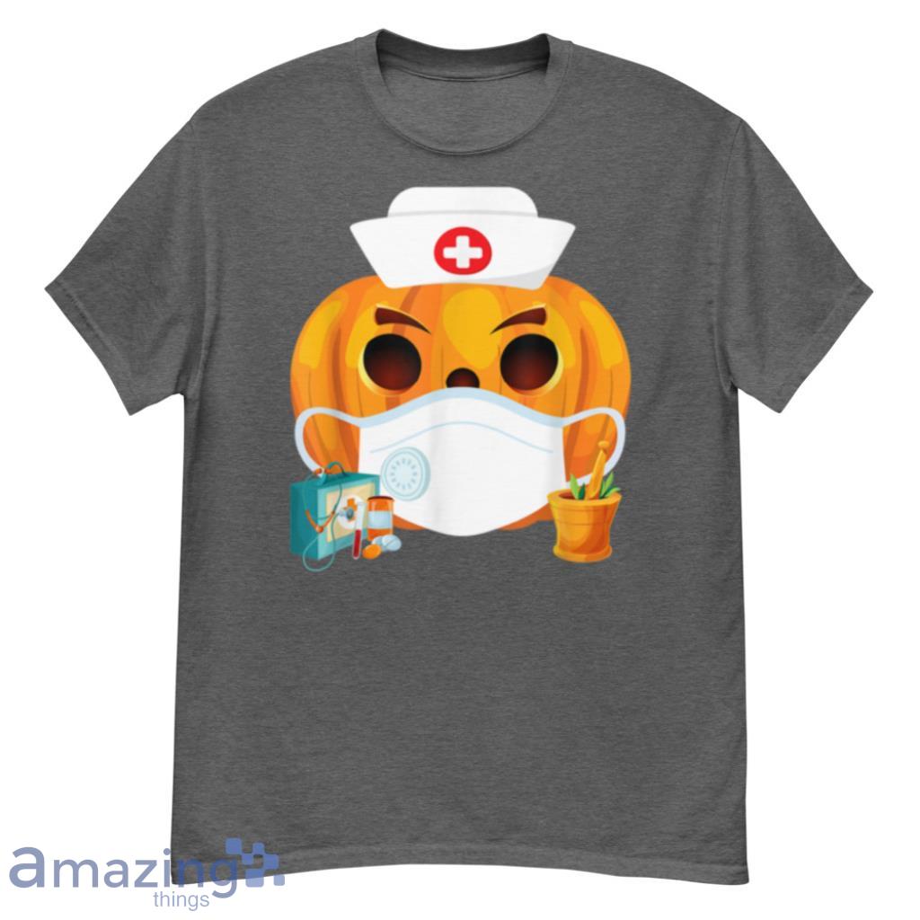 Nurse Pumpkin Wearing Mask Halloween 2021 Costume T Shirt Product Photo 1