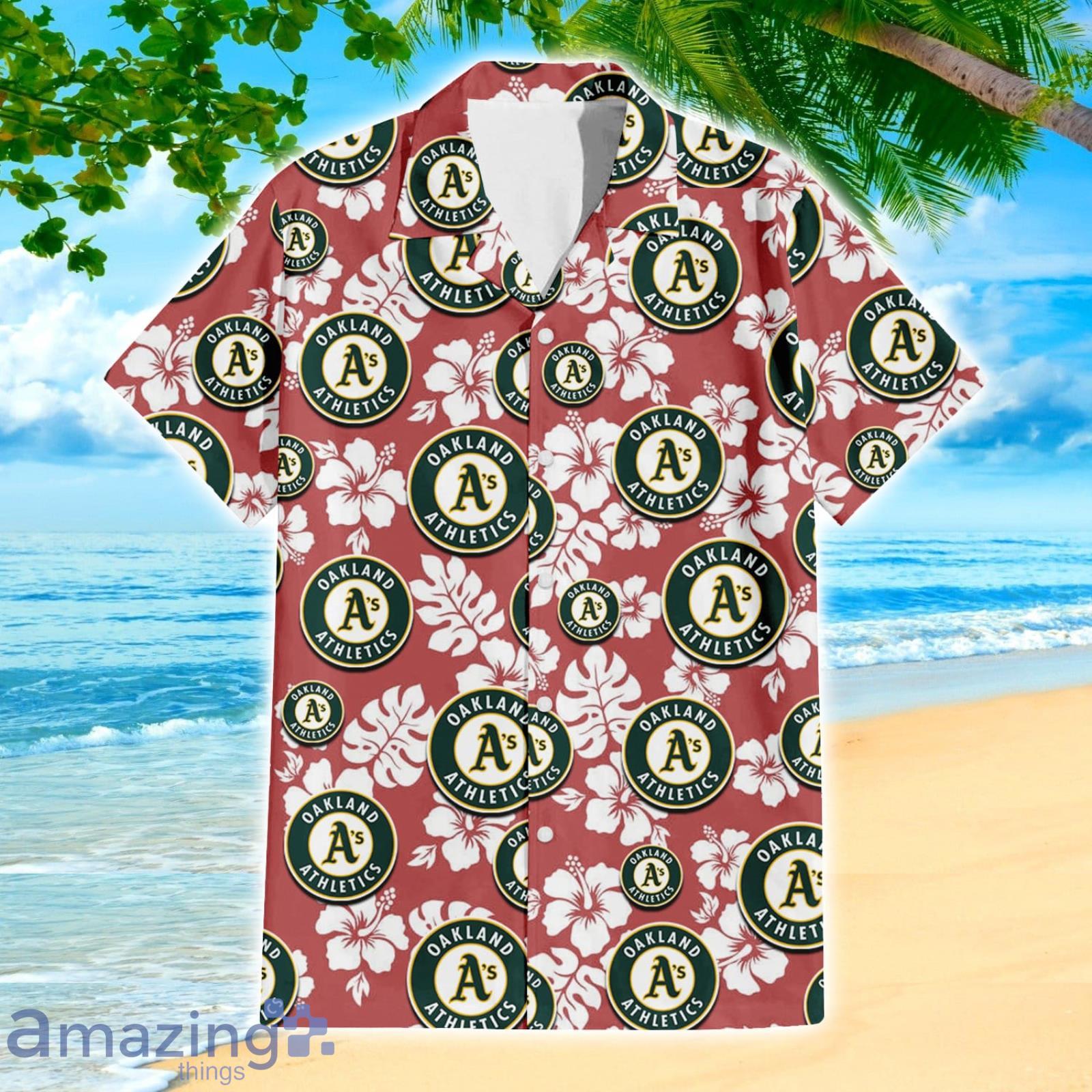 Oakland Athletics Sport Fans Hibiscus All Over Print 3D Hawaiian Shirt image Oakland Athletics Sport Fans Hibiscus All Over Print 3D Hawaiian Shirt Product Photo 3