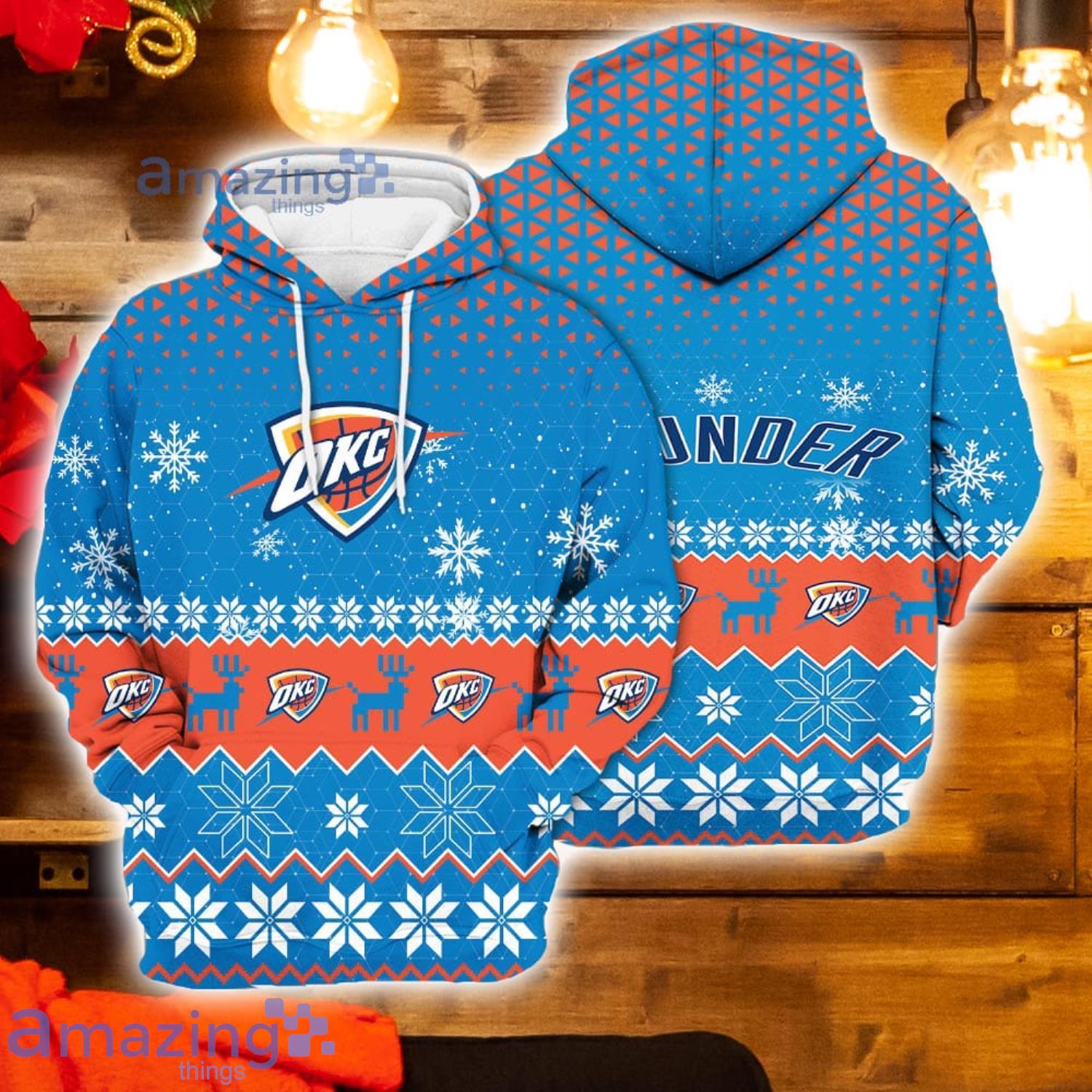 Oklahoma City Thunder Christmas Jumper Graphic Crew Sweatshirt - Mens