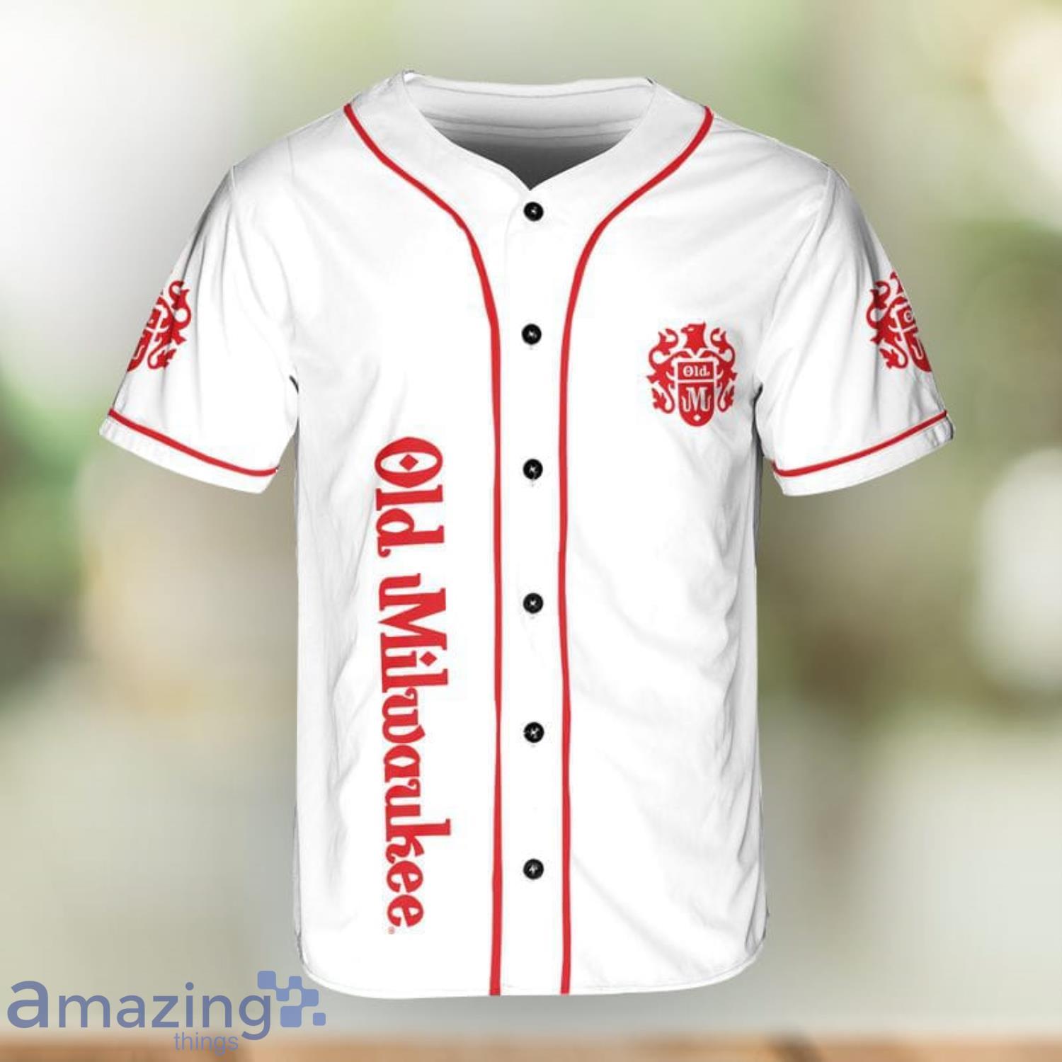 White Old Milwaukee Baseball Jersey Best Gift For Beer Lovers