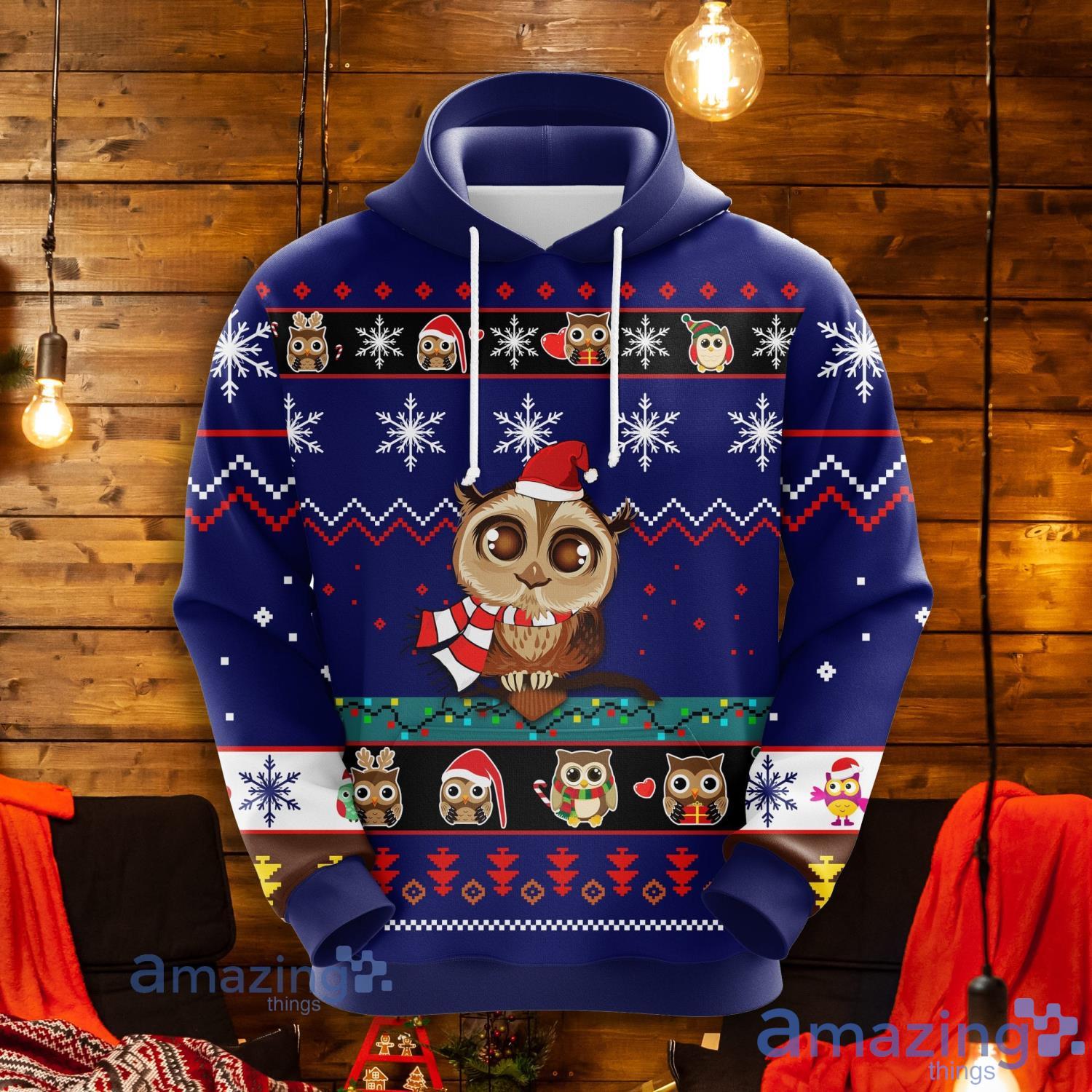 Owl Chritmas Cute Noel Mc 3D Hoodie Blue 2- Men And Women Christmas Gift Product Photo 1